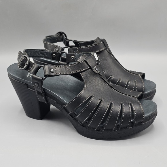 Dansko Shoes - Dansko Randa Dress Sandals Womens 40 US 9.5-10 Black Leather Chunky Heel Strappy